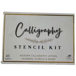 Boutique Calligraphy Stencil Kit 45 Reusable Pieces Upper & Lower Case EUC